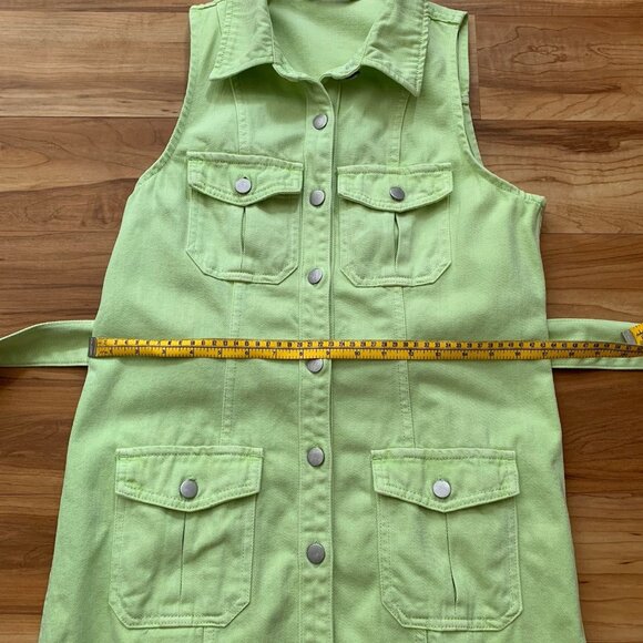 Amanda Uprichard Greyson Dress Size Small Lime Green Button Front Sleeveless - Picture 5 of 11